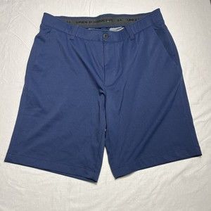 Under Armour Shorts Men's 36 Navy Blue Heatgear Flat Front Outdoor Golf Chino